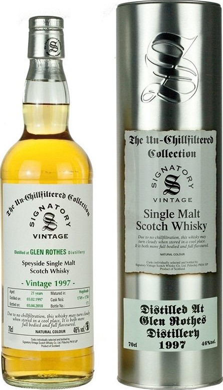 Glenrothes 1997 SV The Un-Chillfiltered Collection 1749 + 1750 46% 700ml