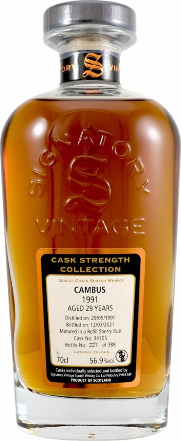 Cambus 1991 SV Cask Strength Collection 29yo Refill Sherry Butt #34105 56.9% 700ml