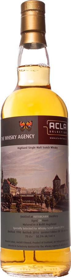 Fettercairn 1990 TWA Whisky-Schiff Zurich 2014 Refill Hogshead Joint Bottling with Acla da Fans 50.3% 700ml