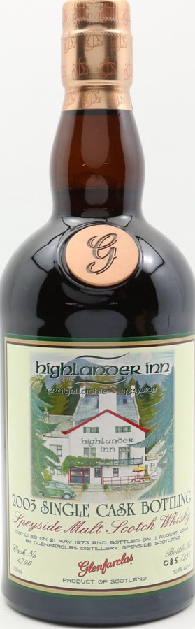Glenfarclas 1973 2005 Single Cask Bottling #4796 Highlander Inn Craigellachie 50.8% 700ml