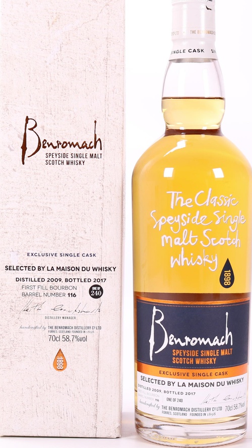 Benromach 2009 Exclusive Single Cask 1st Fill Bourbon Barrel #116 LMDW 58.7% 700ml