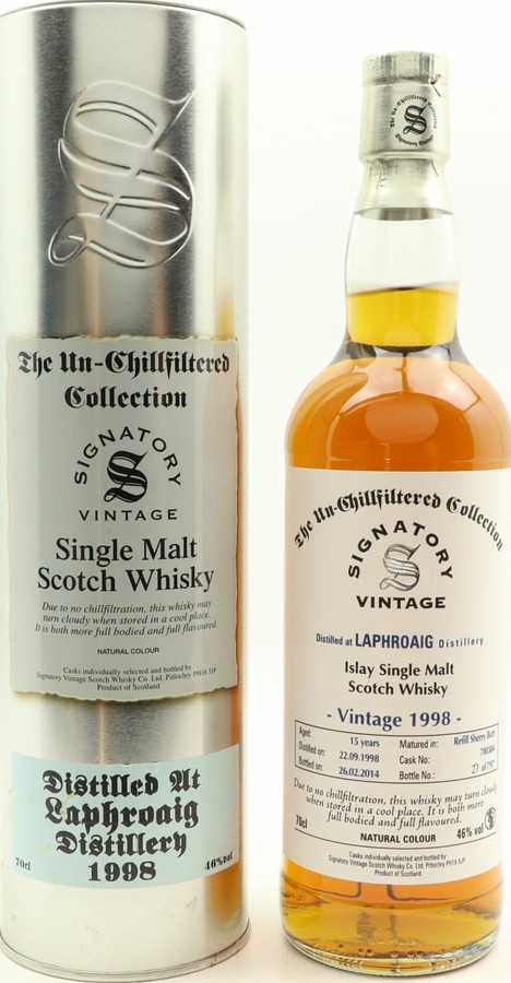 Laphroaig 1998 SV The Un-Chillfiltered Collection Refill Sherry Butt #700384 46% 700ml