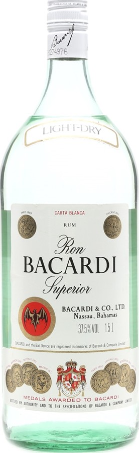 Bacardi Carta Blanca Spirit Dry 37.5% Superior 1500ml Radar Light 