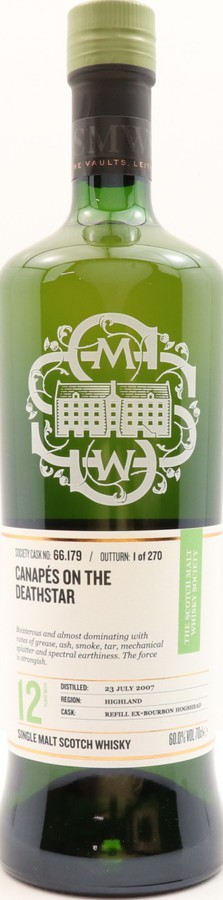 Ardmore 2007 SMWS 66.179 Canapes on the deathstar Refill Ex-Bourbon Hogshead 60% 700ml