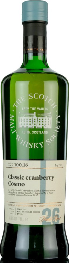 Strathmill 1991 SMWS 100.16 Classic cranberry Cosmo Refill Ex-Bourbon Hogshead 54.1% 700ml