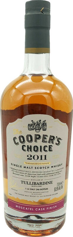 Tullibardine 2011 VM The Cooper's Choice Moscatel Wine Cask Finish #9376 55.5% 700ml
