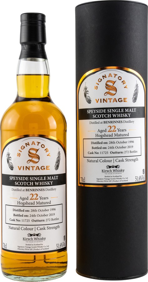 Benrinnes 1996 SV Natural Colour Cask Strength Hogshead Matured #11725 Kirsch Whisky 51.6% 700ml