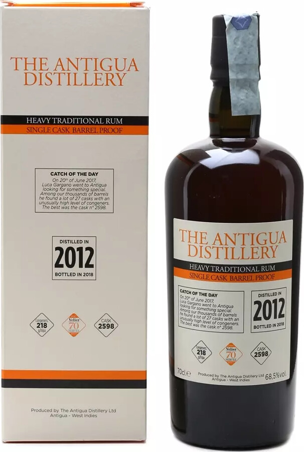 Velier 2012 The Antigua Distillery Velier 70th Anniversary Catch of the Day Cask No.2598 Heavy Traditional Single Cask Barrel Proof 68.5% 700ml