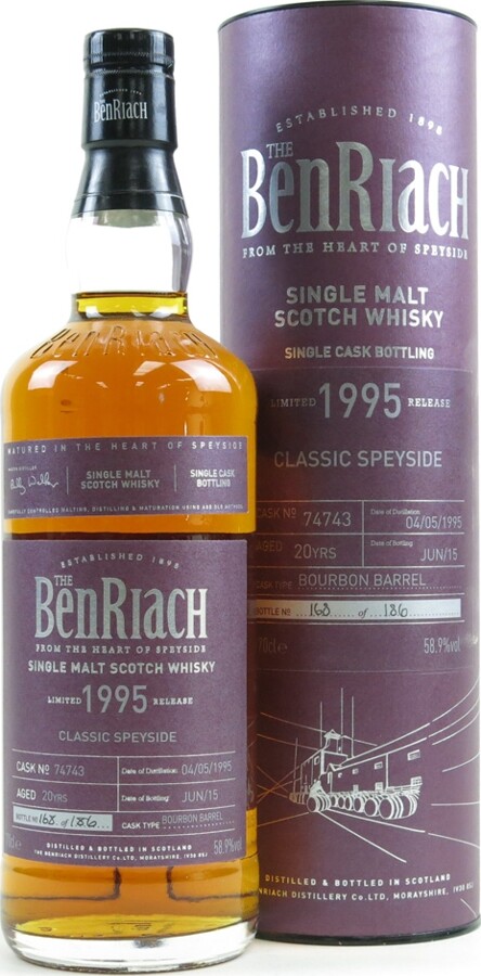 BenRiach 1995 Single Cask Bottling Batch 12 20yo Bourbon Barrel #74743 58.9% 700ml