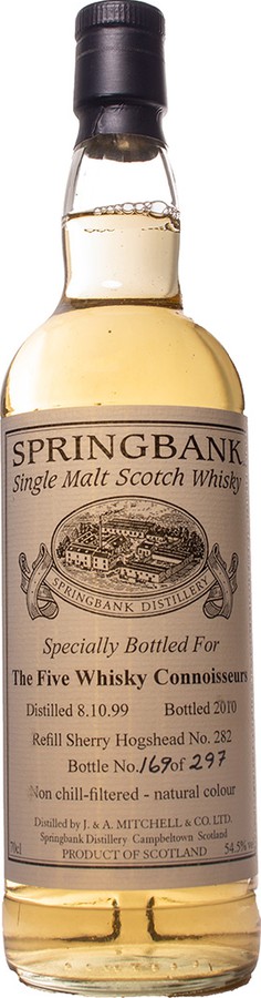 Springbank 1999 Private Bottling Refill Sherry Hogshead #282 The Five Whisky Connoisseurs 54.5% 700ml