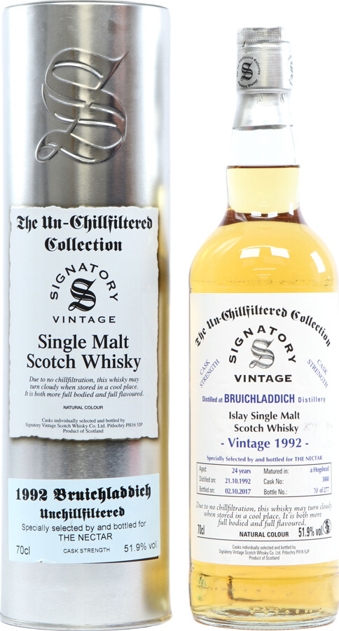 Bruichladdich 1992 SV The Un-Chillfiltered Collection Cask Strength #3088 51.9% 700ml