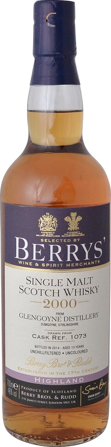 Glengoyne 2000 BR Berrys 1st Fill Sherry Cask #1073 46% 700ml