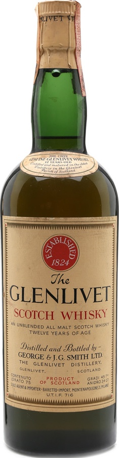 Glenlivet 12yo Scotch Whisky Baretto Import 45.7% 750ml
