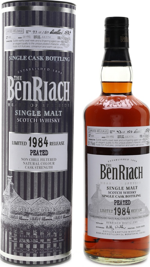BenRiach 1984 Peated Single Cask Bottling Batch 11 #488 51.1% 700ml