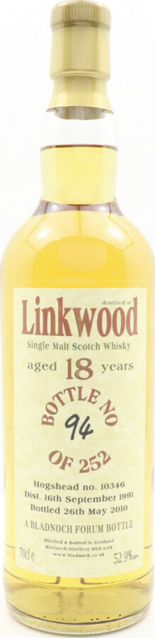 Linkwood 1991 BF Hoghead #10346 52.9% 700ml