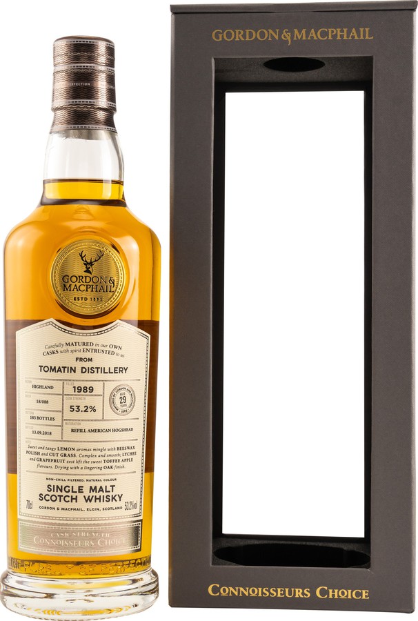 Tomatin 1989 GM Connoisseurs Choice Cask Strength Refill American Hogshead #4421 53.2% 700ml