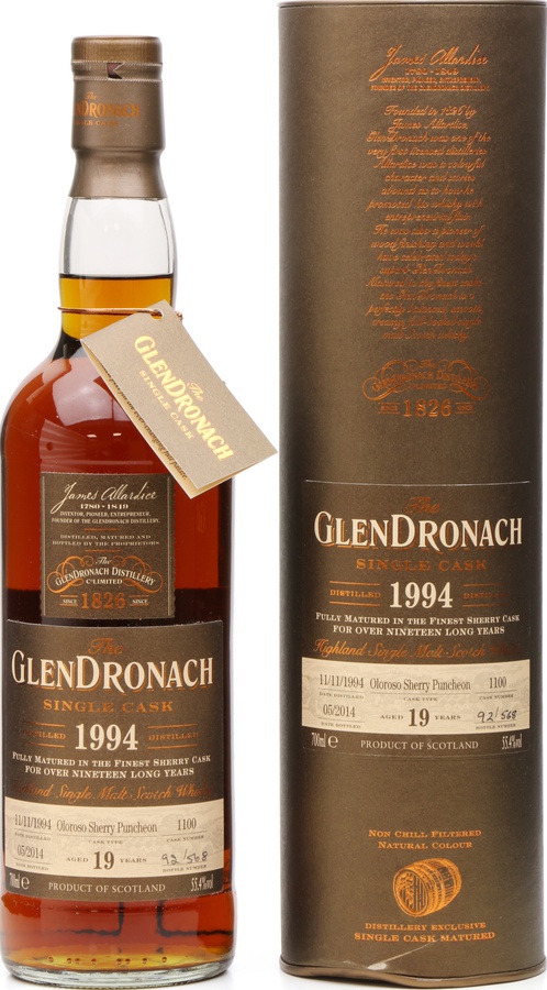 Glendronach 1994 Single Cask Oloroso sherry puncheon #1100 Japan Exclusive 55.4% 700ml