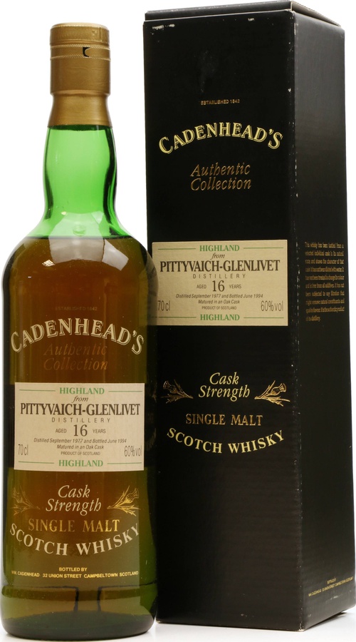 Pittyvaich 1977 CA Authentic Collection Oak Cask 60% 700ml