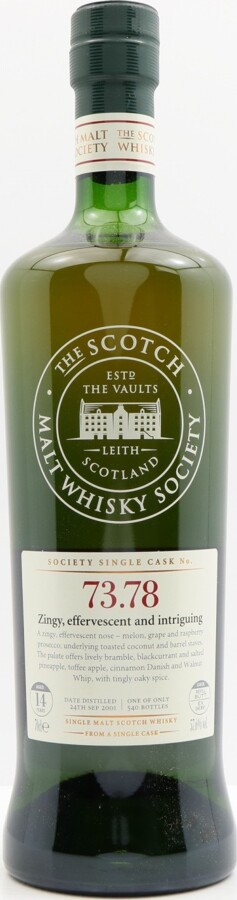 Aultmore 2001 SMWS 73.78 Zingy effervescent and intriguing 14yo Refill Ex-Sherry Butt 57.6% 700ml