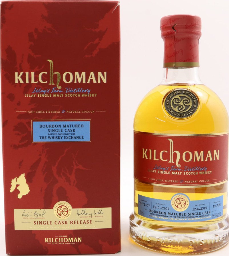 Kilchoman 2007 Bourbon Matured Single Cask 307/2007 The Whisky Exchange 20th Anniversary 56.5% 700ml