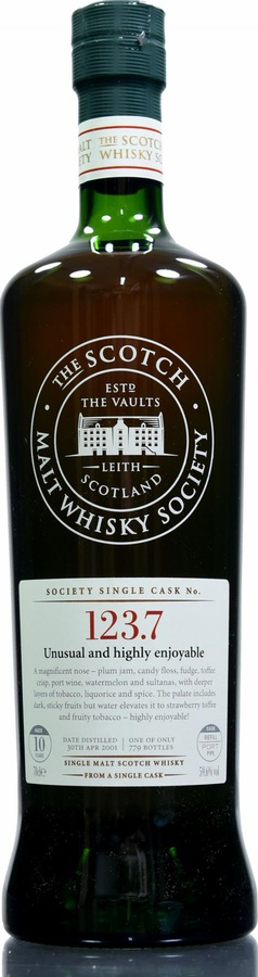 Glengoyne 2001 SMWS 123.7 Unusual and highly enjoyable Refill Port Pipe 59.6% 700ml
