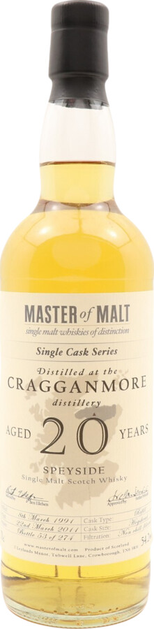 Cragganmore 1991 MoM Single Cask Series 20yo Refill Hogshead 54.2% 700ml
