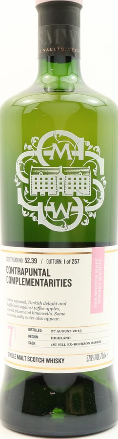 The English Whisky 2012 SMWS 137.9 Mighty oak and massive smoke refill ex-Bourbon barrel 65.2% 700ml