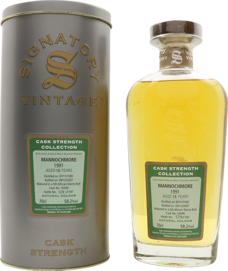 Mannochmore 1991 SV Cask Strength Collection 16yo South African Sherry Butt #16599 58.2% 700ml