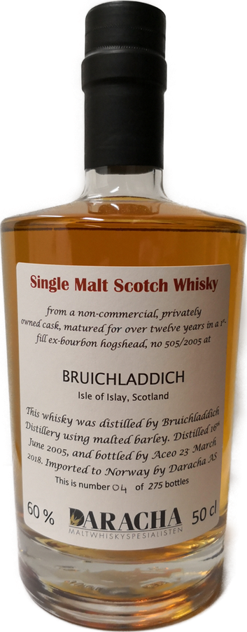 Bruichladdich 2005 Dar Non-commercial privately owned cask 1st fill ex-bourbon hogshead 505/2005 60% 500ml