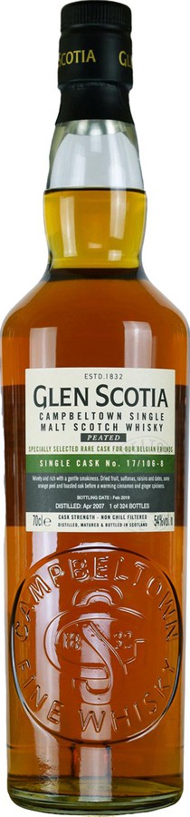 Glen Scotia 2007 Single Cask Limited Edition 17/106-8 Belgium 54% 700ml