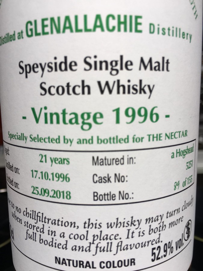 Glenallachie 1996 SV The Un-Chillfiltered Collection Cask Strength 21yo #5251 52.9% 700ml