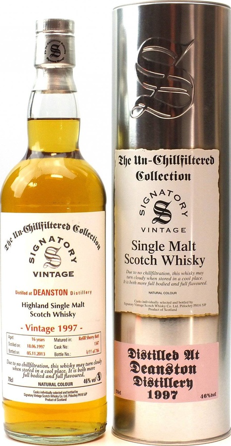Deanston 1997 SV The Un-Chillfiltered Collection Refill Sherry Butt #1347 46% 700ml