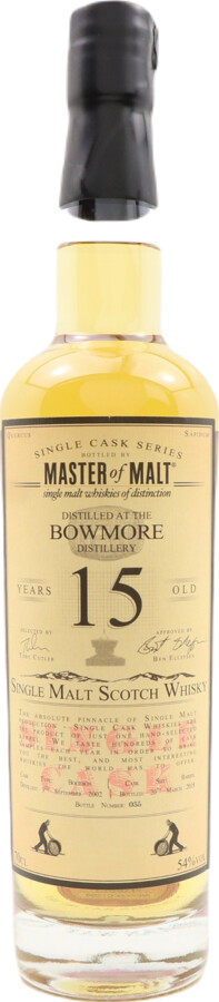 Bowmore 2002 MoM Single Cask Series Bourbon Barrel 54% 700ml