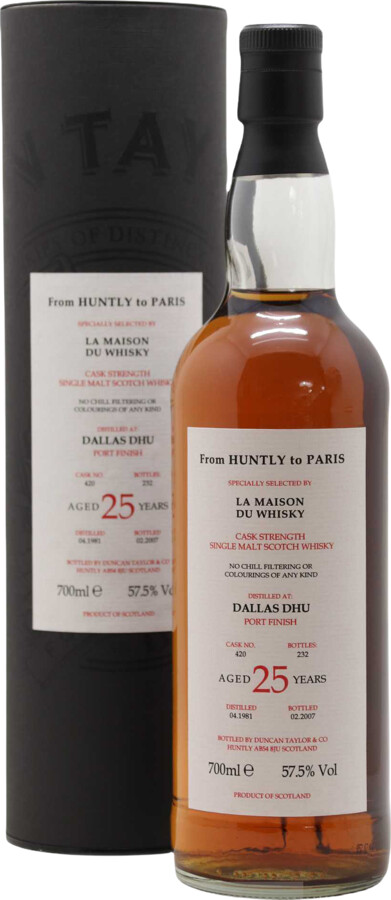 Dallas Dhu 1981 DT From Huntly to Paris Selected by LMDW 25yo Port Finish #420 57.5% 700ml