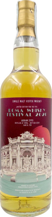 Arran 1996 UD 9th Roma Whisky Festival 2020 2nd Fill Bourbon Hogshead #753 51.4% 700ml
