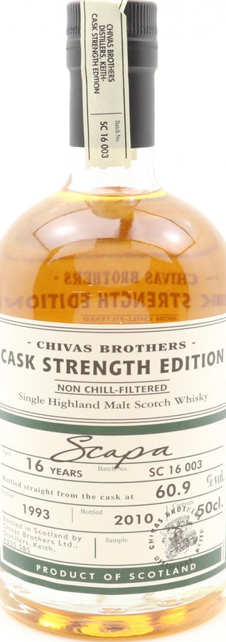 Scapa 1993 Chivas Brothers Cask Strength Edition Bourbon Batch SC 16 003 60.9% 500ml