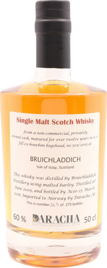 Bruichladdich 2005 AcL 1st-fill ex-bourbon Hogshead 505/2005 Daracha Maltwhiskyspesialisten Norge 60% 500ml