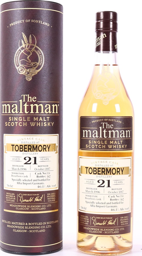 Tobermory 1996 MBl The Maltman Bourbon Cask #114 Alba Import 46.1% 700ml