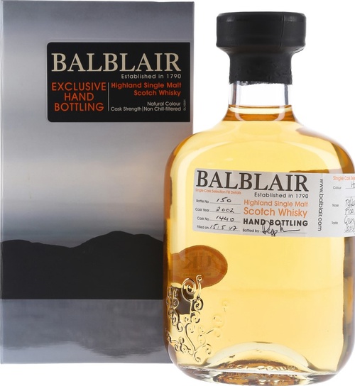 Balblair 2002 Hand Bottling Bourbon Cask #1440 54.5% 700ml