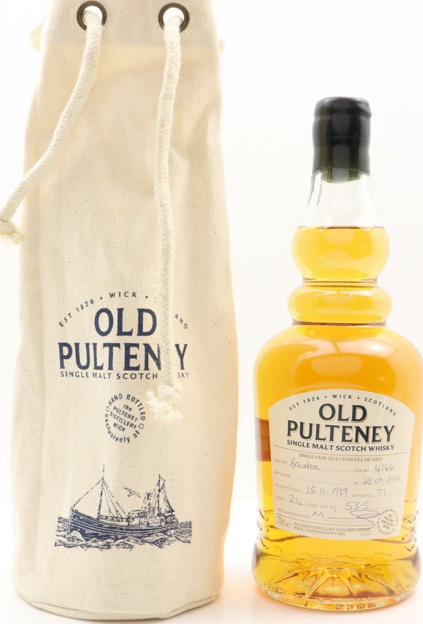 Old Pulteney 1989 Hand Bottled at the Distillery Bourbon Cask #4146 53.5% 700ml
