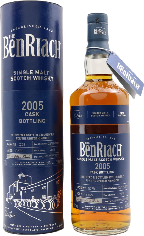 BenRiach 2005 Cask Bottling Pedro Ximenez Puncheon #5278 UK Exclusive 56.4% 700ml