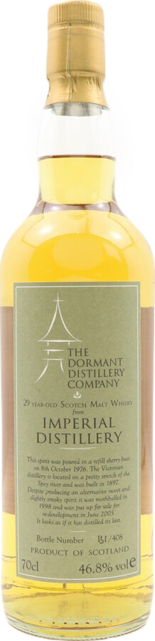 Imperial 1976 RM Dormant Distillery Company Refill Sherry Butt 46.8% 700ml