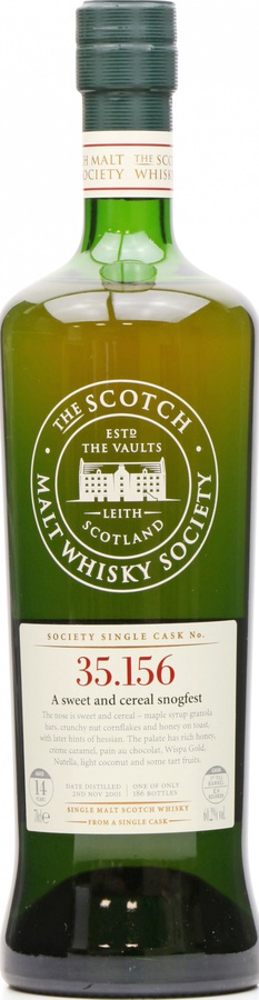 Glen Moray 2001 SMWS 35.156 a sweet and cereal snogfest 1st Fill Ex-Bourbon Barrel 60.2% 700ml