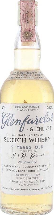 Glenfarclas 5yo All Malt Unblended Importato da Co. Import Pinerolo 40% 750ml