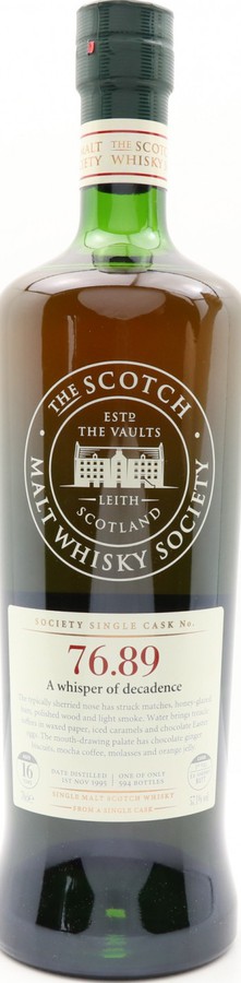Mortlach 1995 SMWS 76.89 a whisper of decadence 1st Fill Sherry Butt 57.1% 700ml
