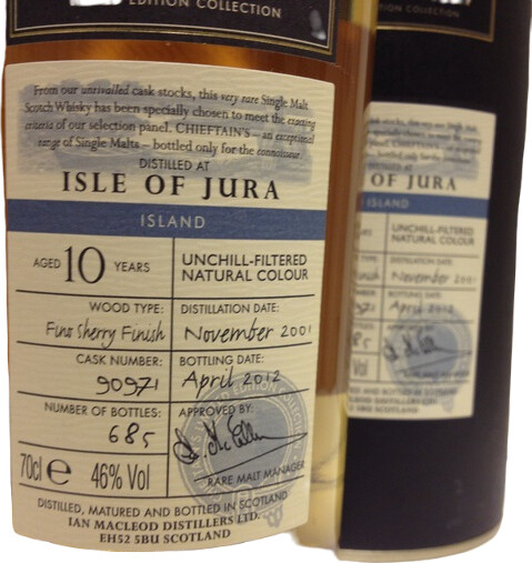 Isle of Jura 2001 IM Chieftain's Fino Sherry Finish #90971 46% 700ml