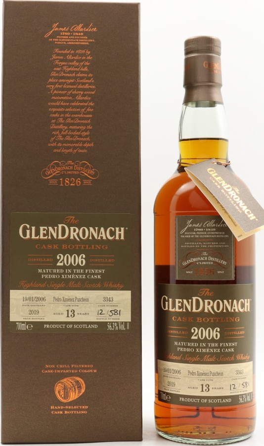 Glendronach 2006 Cask Bottling Batch 17 Pedro Ximenez Puncheon #3343 56.3% 700ml