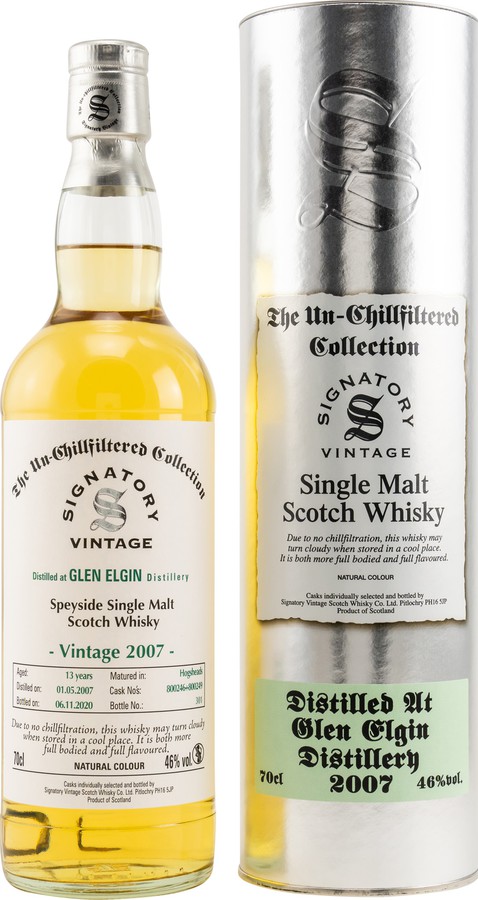 Glen Elgin 2007 SV The Un-Chillfiltered Collection 800246 + 800249 46% 700ml