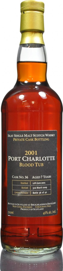 Port Charlotte 2001 Blood Tub Private Cask Bottling New wood #22 55.1% 700ml