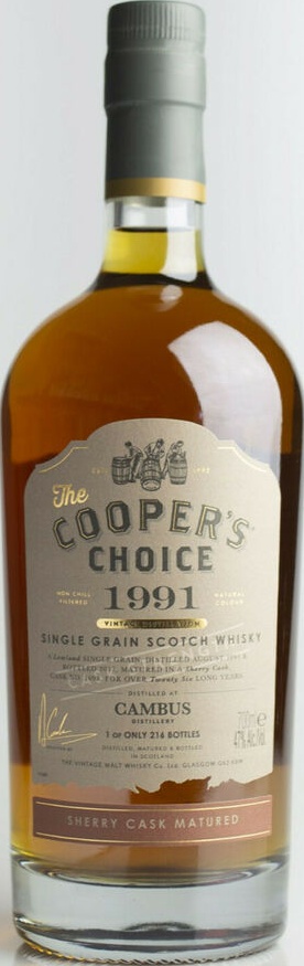 Cambus 1991 VM The Cooper's Choice Sherry Cask #1693 47% 700ml